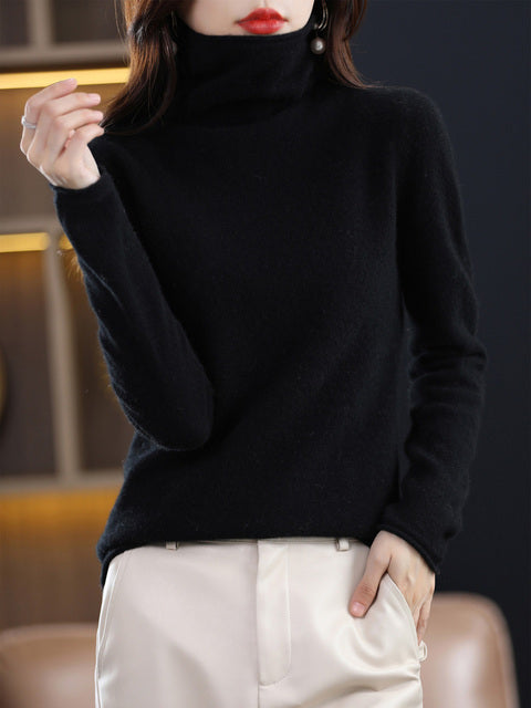 EB | Damen Freizeit Rollkragenpullover Aus Baumwolle Mit Langen Ärmeln