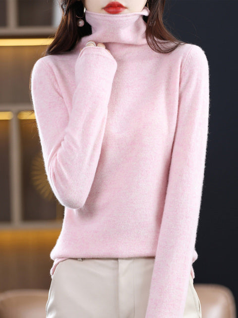 EB | Damen Freizeit Rollkragenpullover Aus Baumwolle Mit Langen Ärmeln