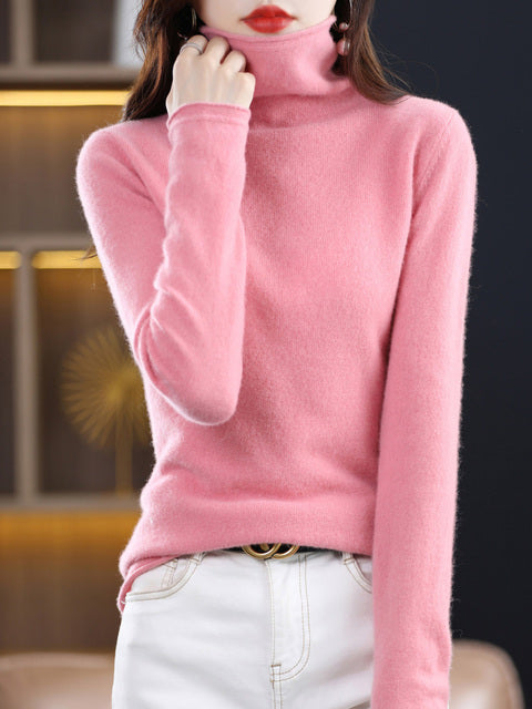 EB | Damen Freizeit Rollkragenpullover Aus Baumwolle Mit Langen Ärmeln