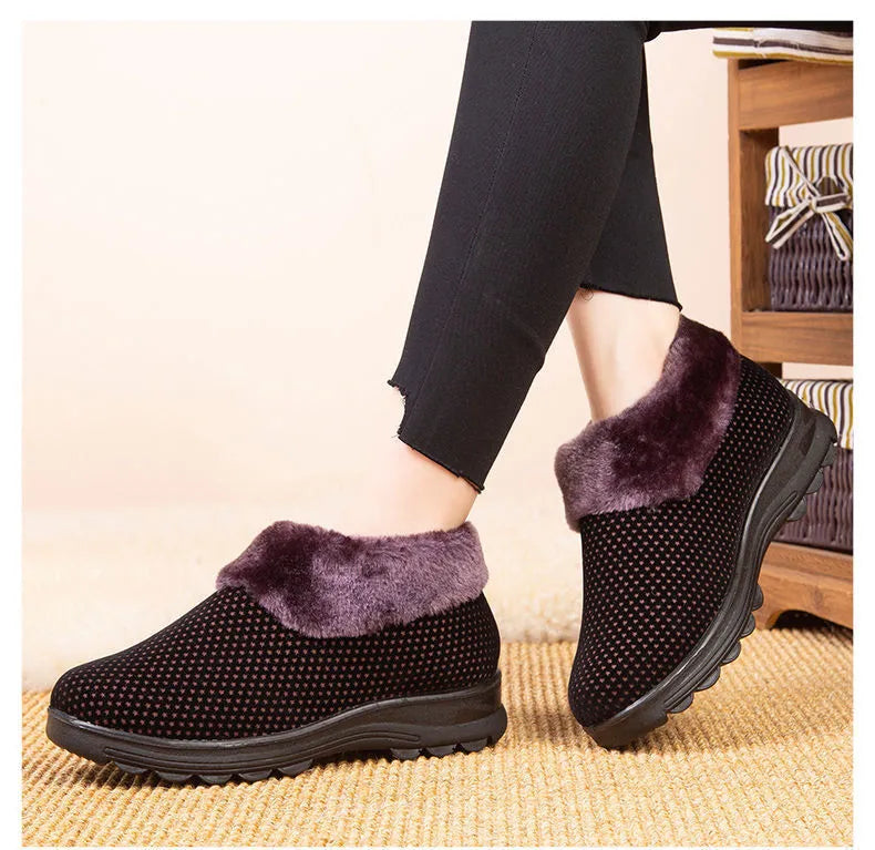 EB | Damen Dicksohle Slip-On Plüschgefütterte Stiefel