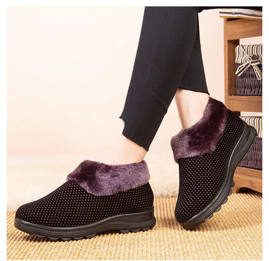 EB | Damen Dicksohle Slip-On Plüschgefütterte Stiefel