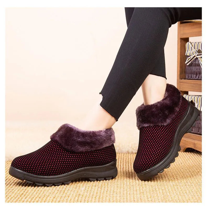 EB | Damen Dicksohle Slip-On Plüschgefütterte Stiefel