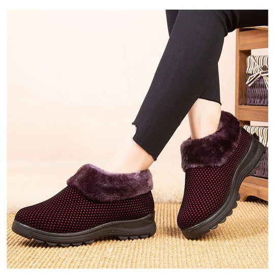 EB | Damen Dicksohle Slip-On Plüschgefütterte Stiefel