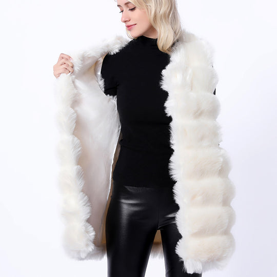 Damen Flauschige Kunstpelz-Weste mit strukturiertem Design und Taschen EB
