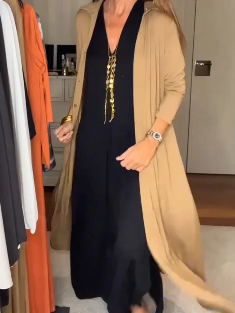 EB | Lässiger Einfarbiger Strickjacke