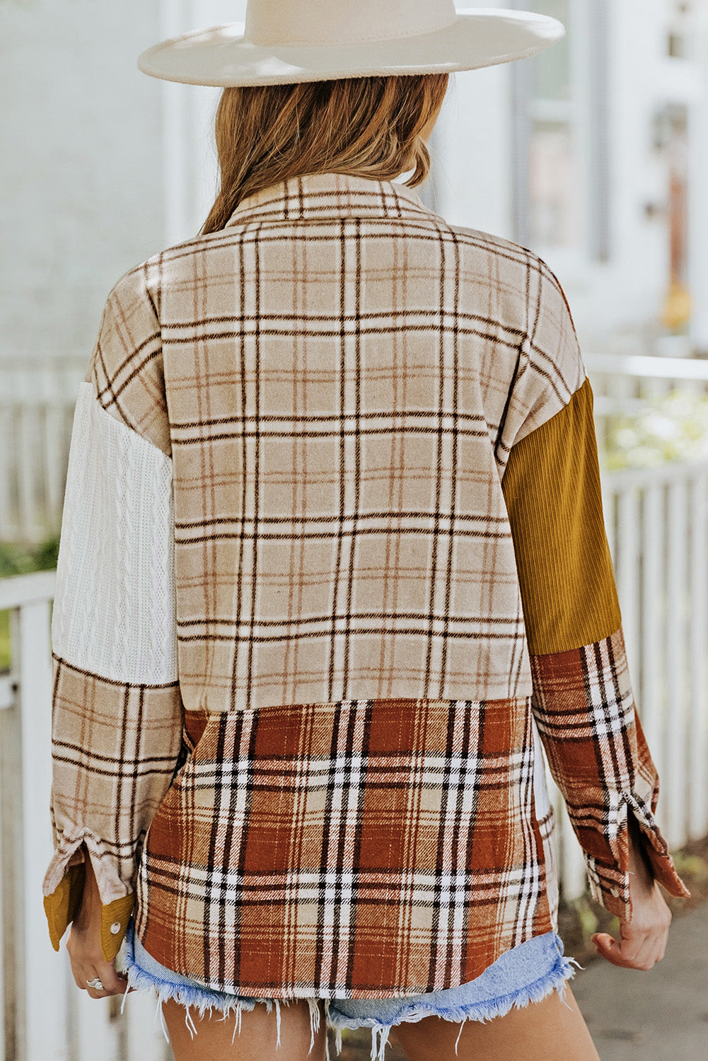 EB | Gitterhemde mit Patchwork-details Baumwollmischung Perfekt für Layering