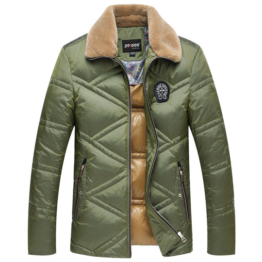 Herren Wattierte Kurzjacke mit Teddykragen und Wappenapplikation EB