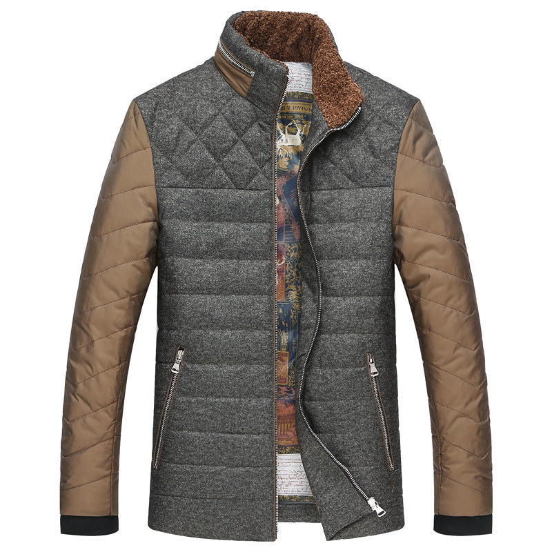 Herren Wattierte Kurzjacke mit Teddykragen und Wappenapplikation EB