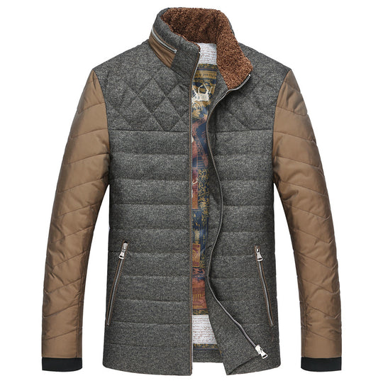 Herren Wattierte Kurzjacke mit Teddykragen und Wappenapplikation EB