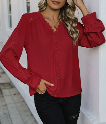EB | Langarmbluse, elegantes lässiges Damenoberteil
