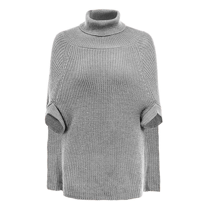 Damen modischer Strickpullover mit hochstehendem Kragen und exklusivem Häkelmuster EB