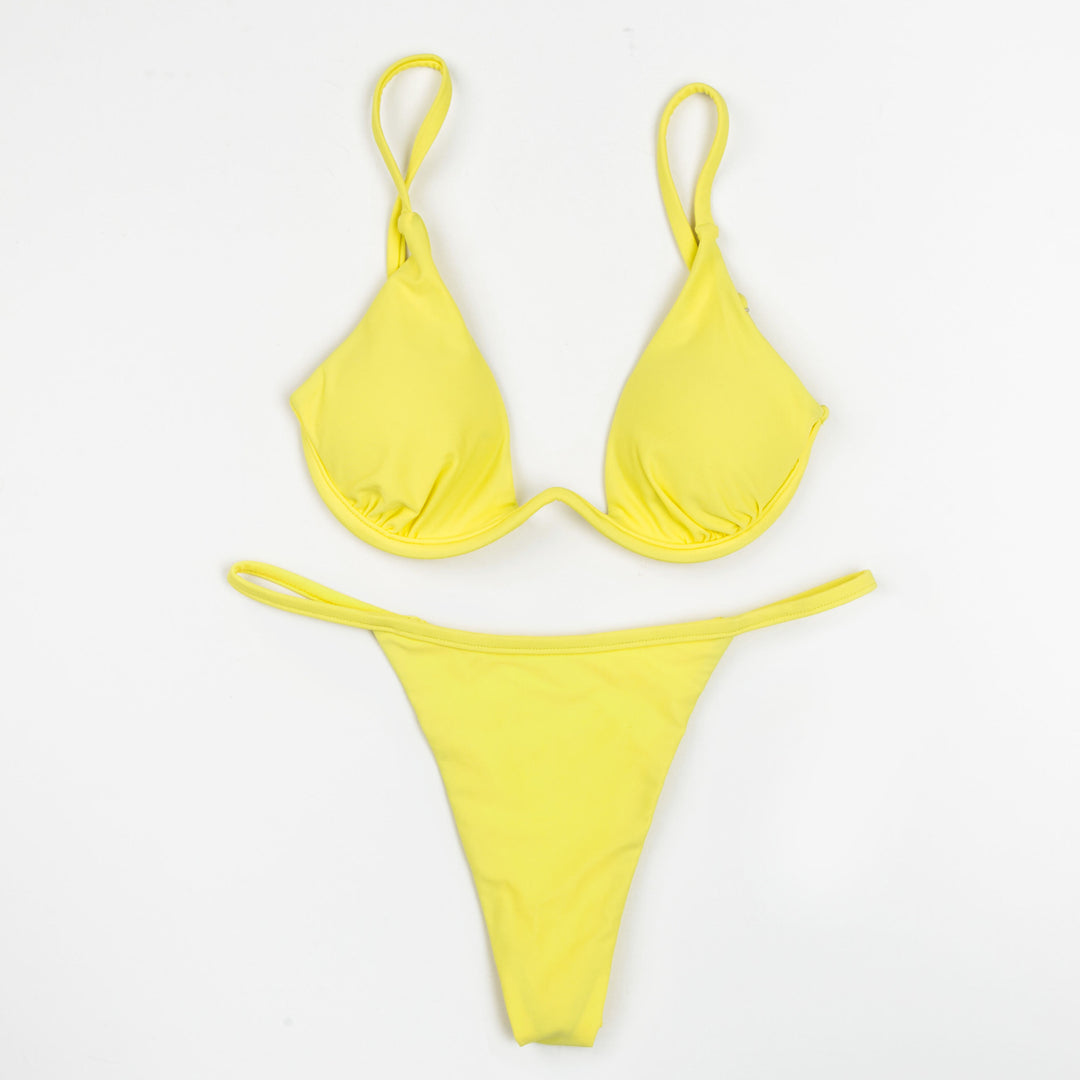 Damen Triangel-Bikini mit schimmerndem Oberteil und verstellbaren Trägern EB