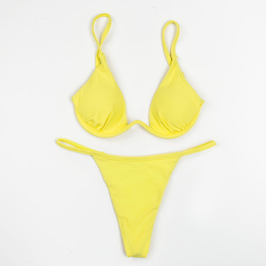 Damen Triangel-Bikini mit schimmerndem Oberteil und verstellbaren Trägern EB