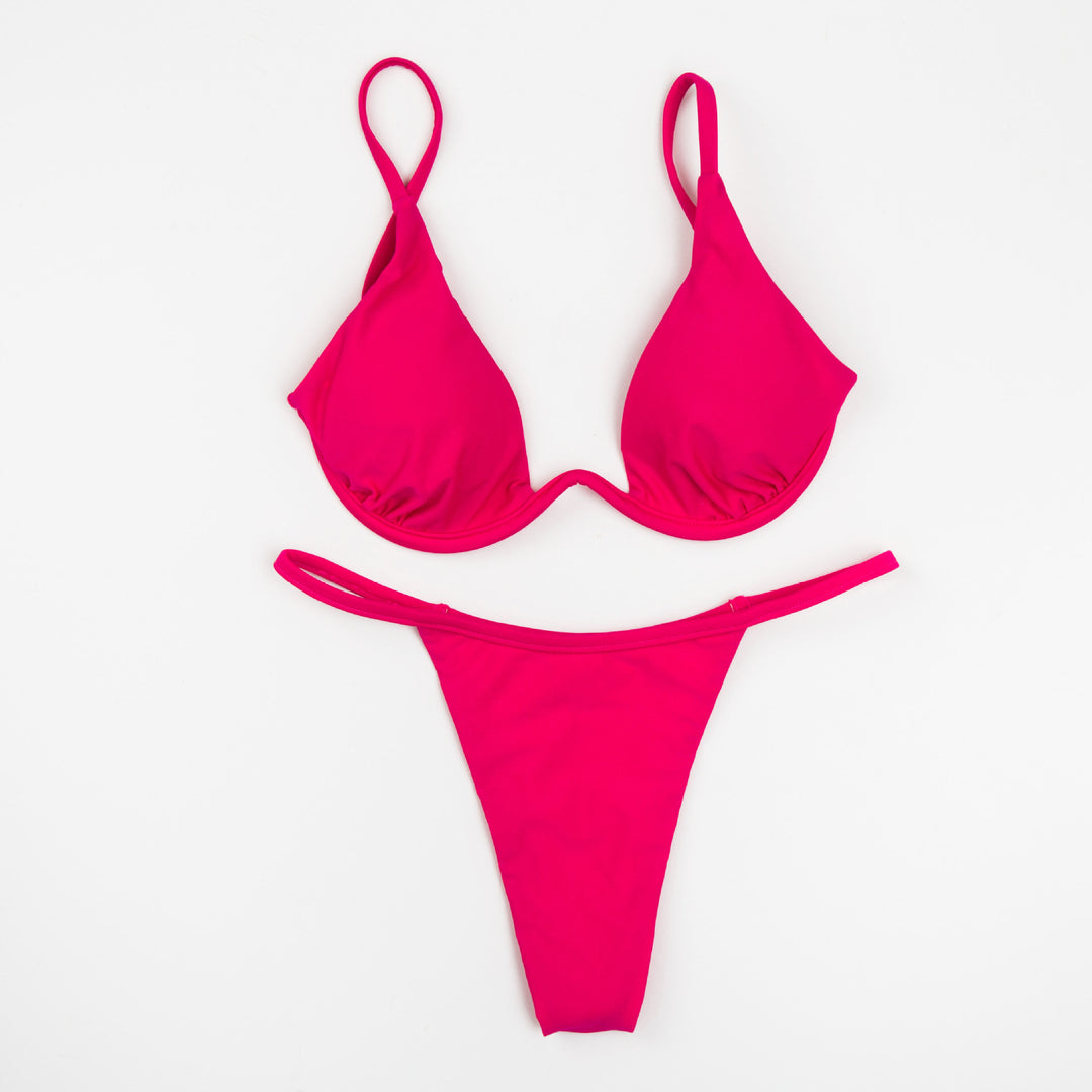 Damen Triangel-Bikini mit schimmerndem Oberteil und verstellbaren Trägern EB