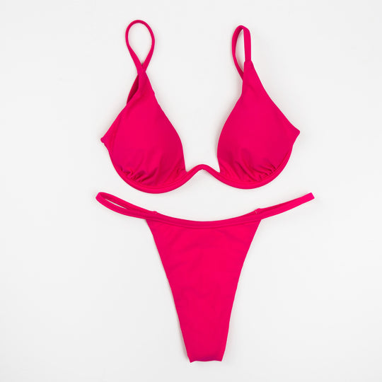 Damen Triangel-Bikini mit schimmerndem Oberteil und verstellbaren Trägern EB