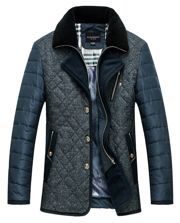 Herren Wattierte Kurzjacke mit Teddykragen und Wappenapplikation EB