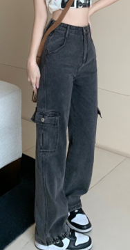 EB | Hochgeschnittene Denim Cargo-Hose