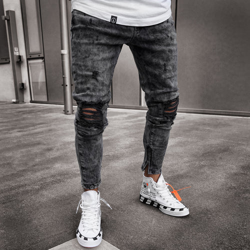 Herren Skinny Jeans mit modischen Used-Effekten EB