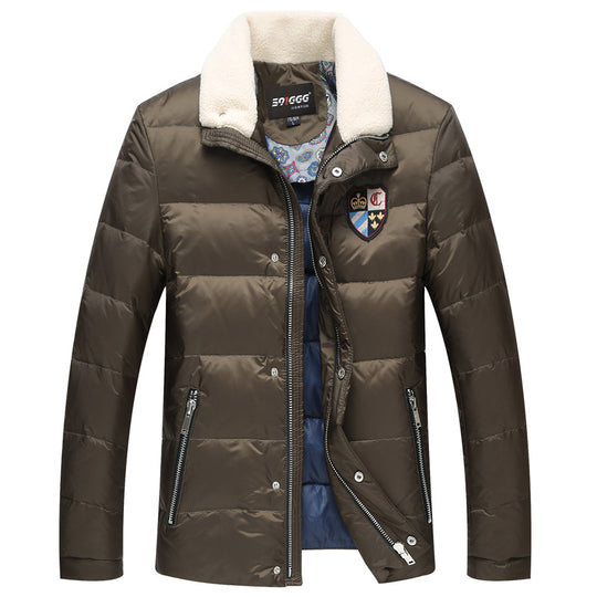 Herren Wattierte Kurzjacke mit Teddykragen und Wappenapplikation EB