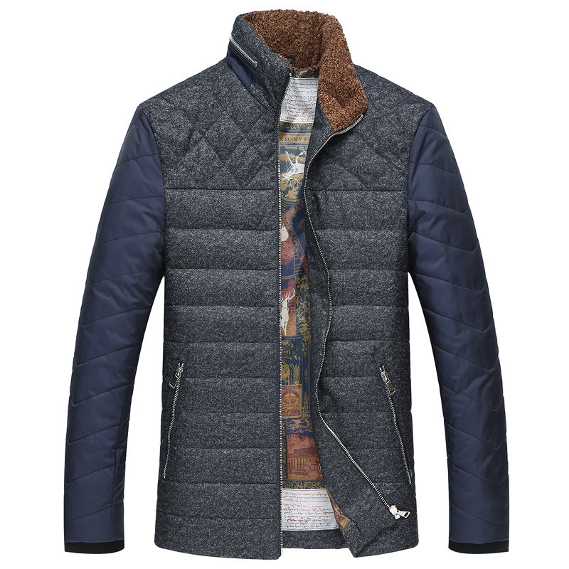 Herren Wattierte Kurzjacke mit Teddykragen und Wappenapplikation EB