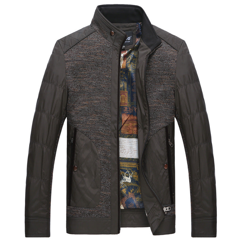 Herren Hybrid-Übergangsjacke mit gesteppter Frontpartie, Stehkragen und verdecktem Reißverschluss EB