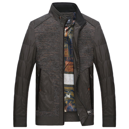 Herren Hybrid-Übergangsjacke mit gesteppter Frontpartie, Stehkragen und verdecktem Reißverschluss EB