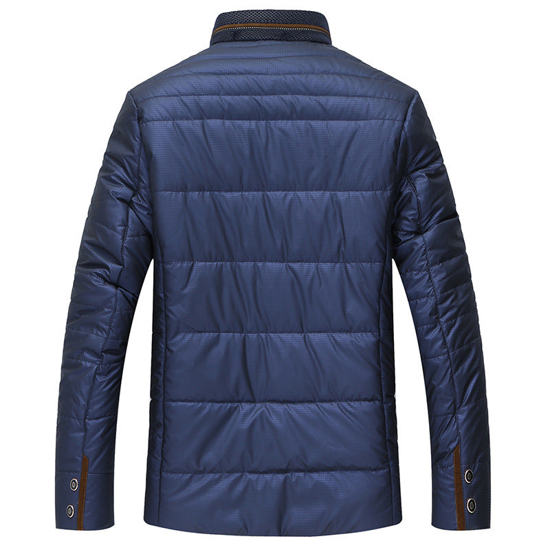 Herren gesteppte Thermo-Steppjacke mit Kunstleder-Schulterpasse und Teddykragen EB