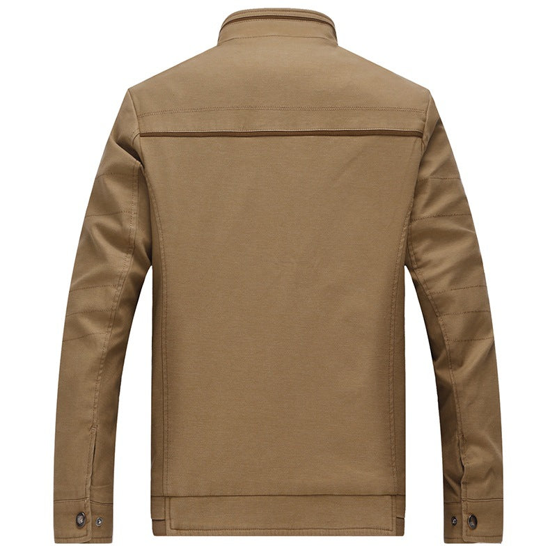 Herren Freizeitjacke mit Stehkragen, mehrfachen Reißverschluss-Taschen und gemustertem Innenfutter EB