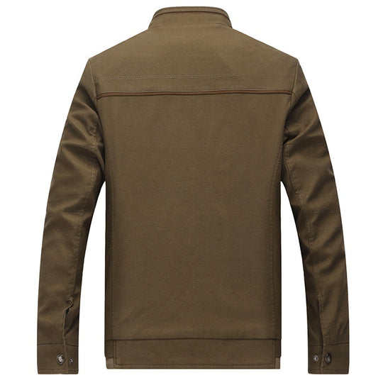 Herren Freizeitjacke mit Stehkragen, mehrfachen Reißverschluss-Taschen und gemustertem Innenfutter EB