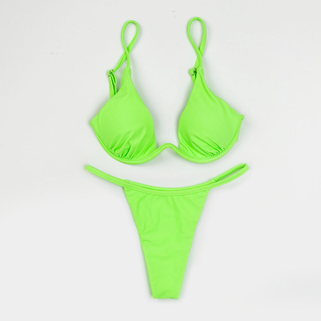 Damen Triangel-Bikini mit schimmerndem Oberteil und verstellbaren Trägern EB