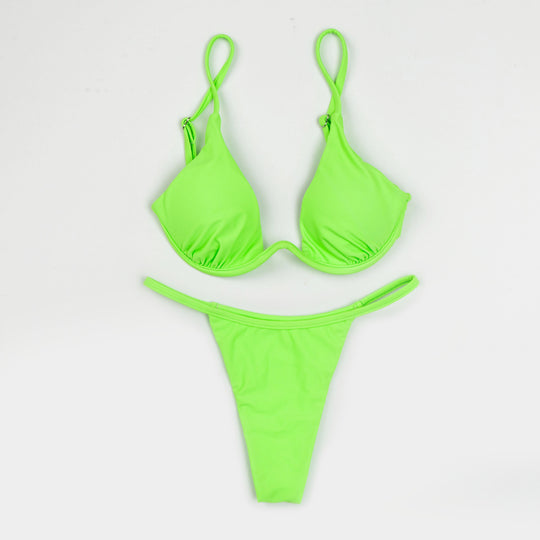 Damen Triangel-Bikini mit schimmerndem Oberteil und verstellbaren Trägern EB