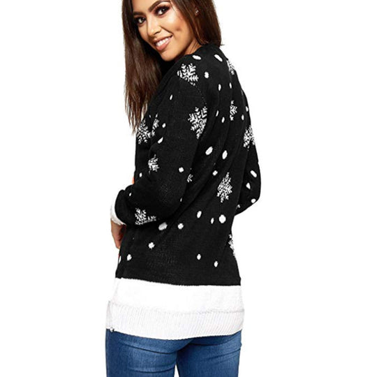 Damen Weihnachtspullover mit festlichem Design und großem Motiv EB