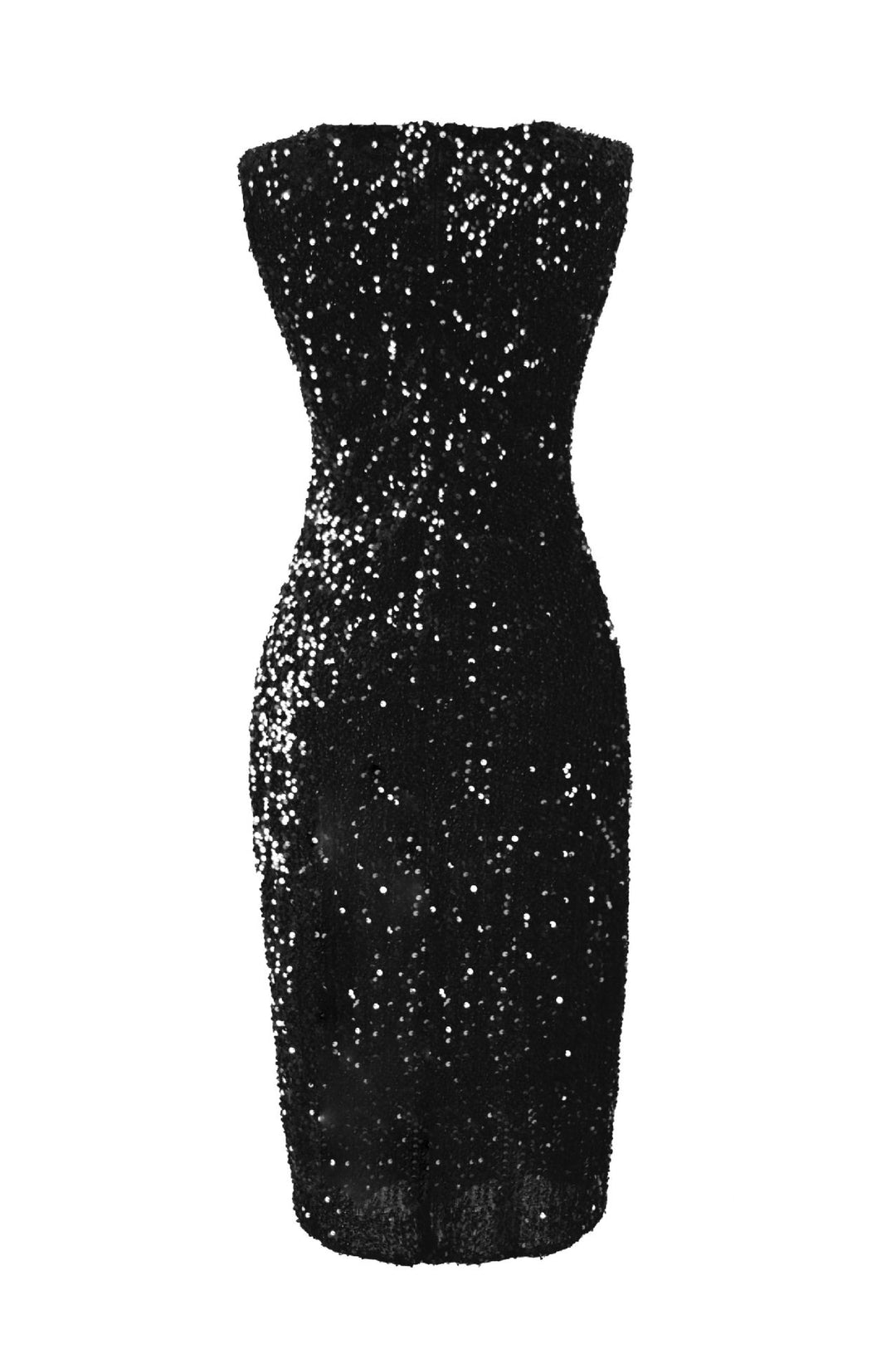 Damen Elegantes Party-Kleid mit glitzerndem Paillettenbesatz und hohem Schlitz EB