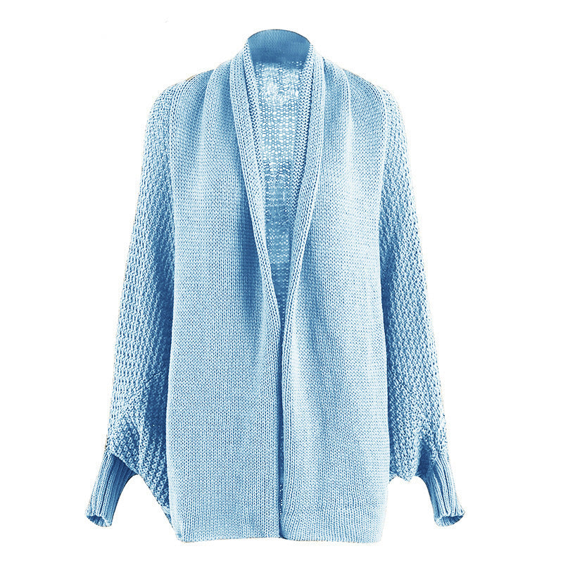 Damen luftiger Strickcardigan mit offener Front und voluminösen Ärmeln EB