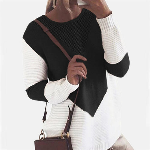 Damen modischer Pullover mit geometrischem Design und strukturierten Ärmeln EB