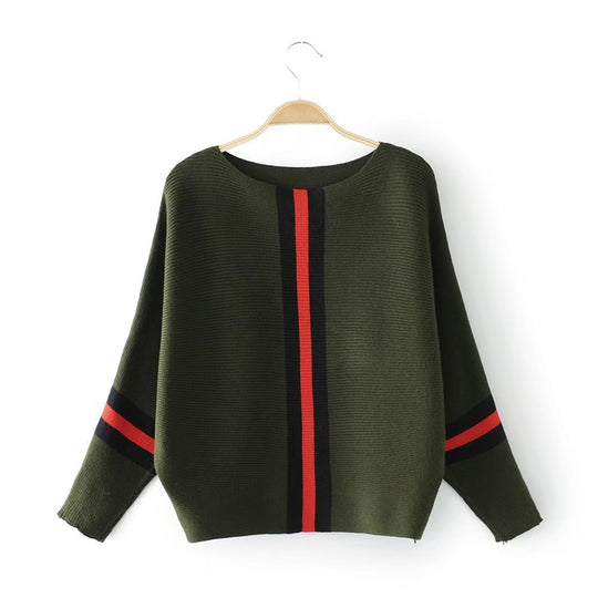 Damen modischer Strickpullover mit stylishen Streifen EB
