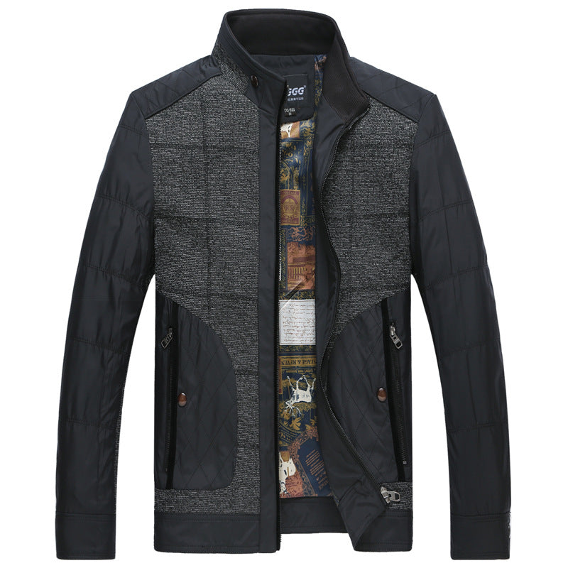 Herren Hybrid-Übergangsjacke mit gesteppter Frontpartie, Stehkragen und verdecktem Reißverschluss EB