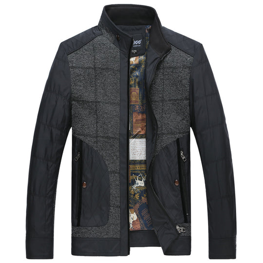 Herren Hybrid-Übergangsjacke mit gesteppter Frontpartie, Stehkragen und verdecktem Reißverschluss EB