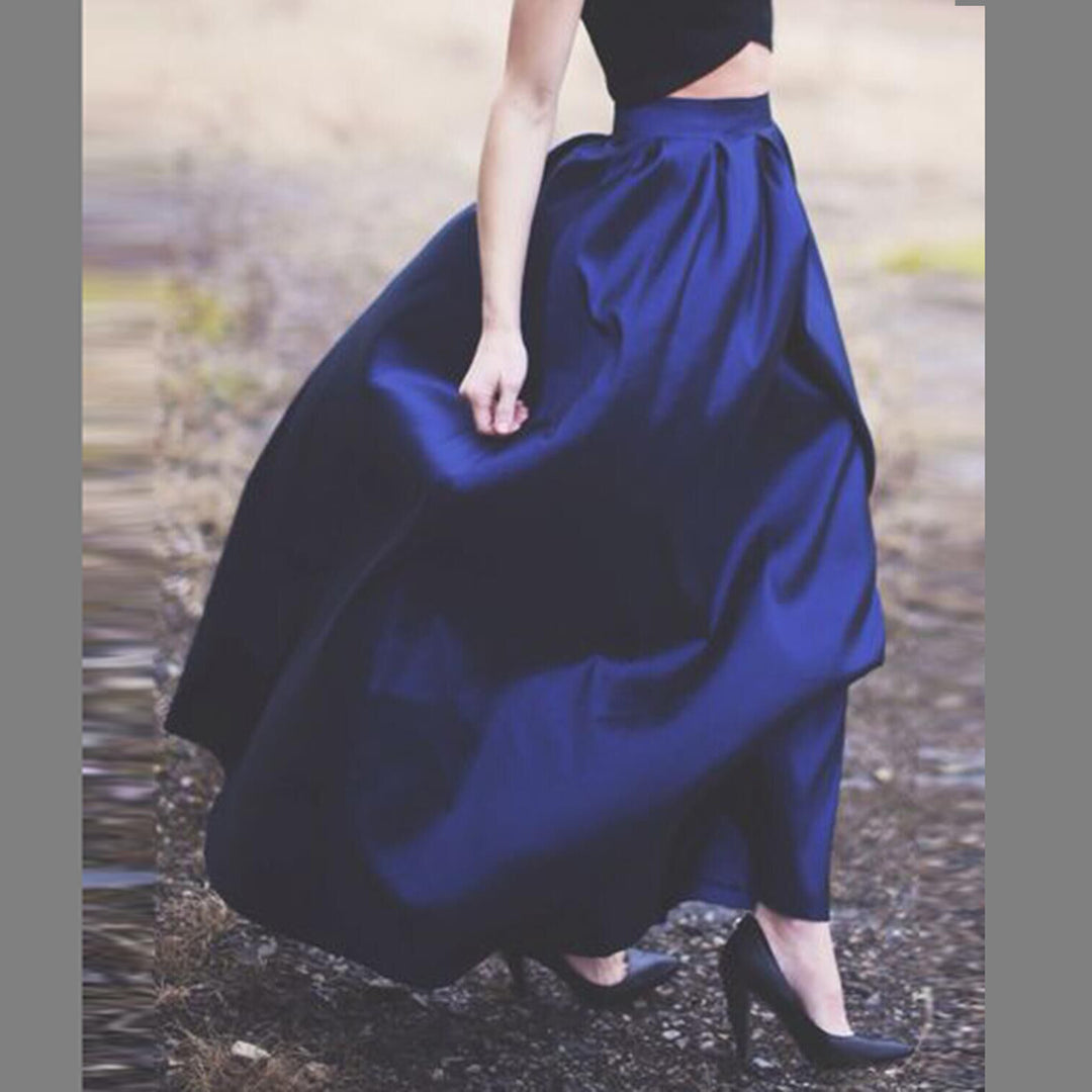 Damen Maxirock aus schimmerndem Satin mit weitem Schnitt EB