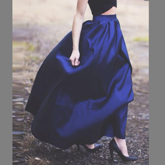 Damen Maxirock aus schimmerndem Satin mit weitem Schnitt EB