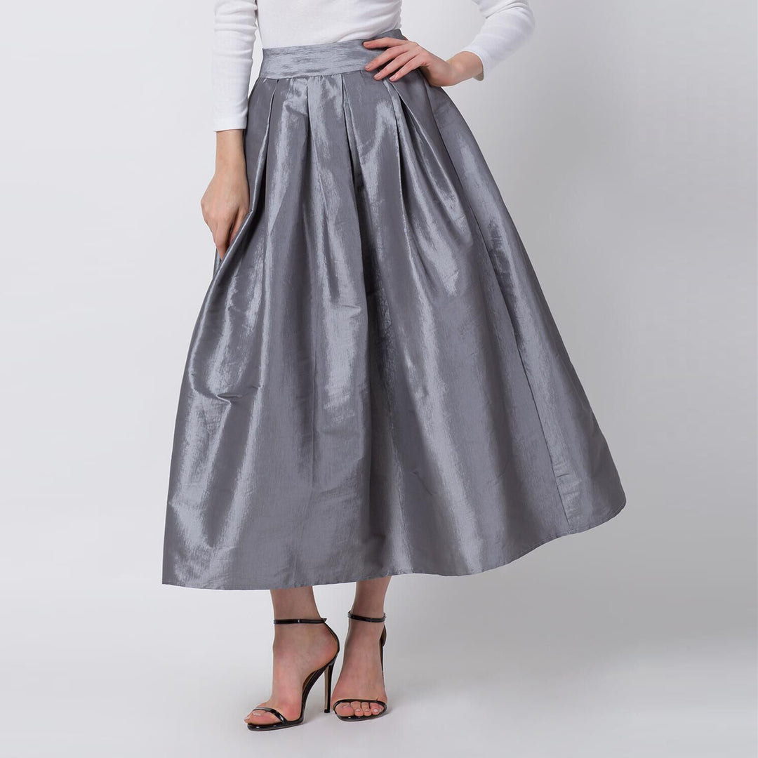 Damen Maxirock aus schimmerndem Satin mit weitem Schnitt EB