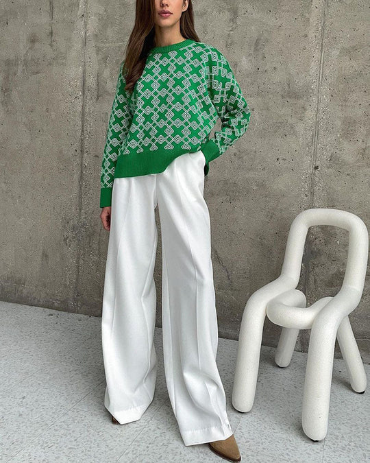 EB | Muster Strickpullover Weich und Trendy Statement-look