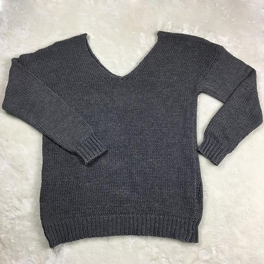 Damen V-Ausschnitt Strickpullover mit lockerer Passform EB