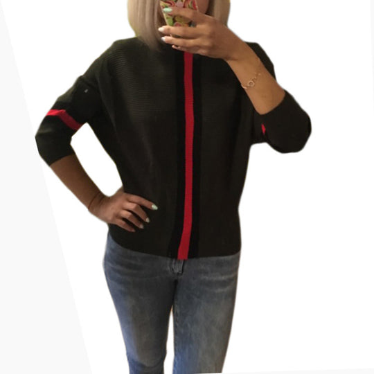 Damen modischer Strickpullover mit stylishen Streifen EB