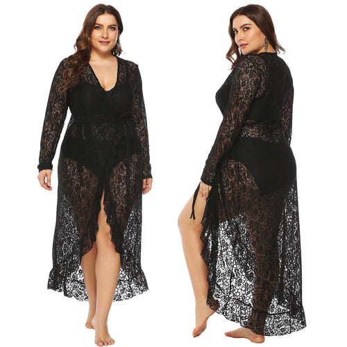Damen eleganter Spitzen-Strandüberwurf EB