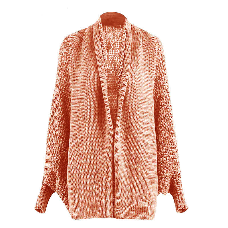 Damen luftiger Strickcardigan mit offener Front und voluminösen Ärmeln EB