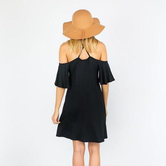 Damen Sommerliches Kleid mit schulterfreier Optik und fließendem Schnitt EB