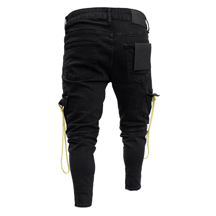Herren trendige Cargo-Jeans mit praktischem Seitenreißverschluss und stylischen Ziernähten EB