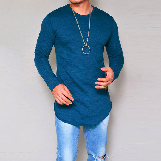 EB | Langarm T Shirt Slim Passform Rundhals Weiche Atmungsaktive Baumwollmischung