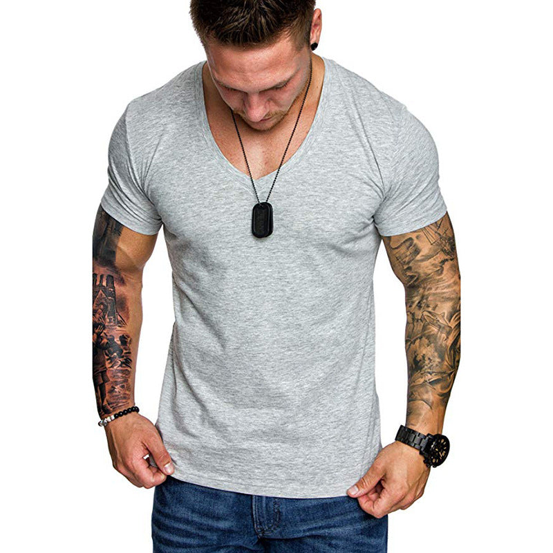 Herren V-Ausschnitt T-Shirt aus hochwertiger Baumwolle mit figurbetonter Passform EB